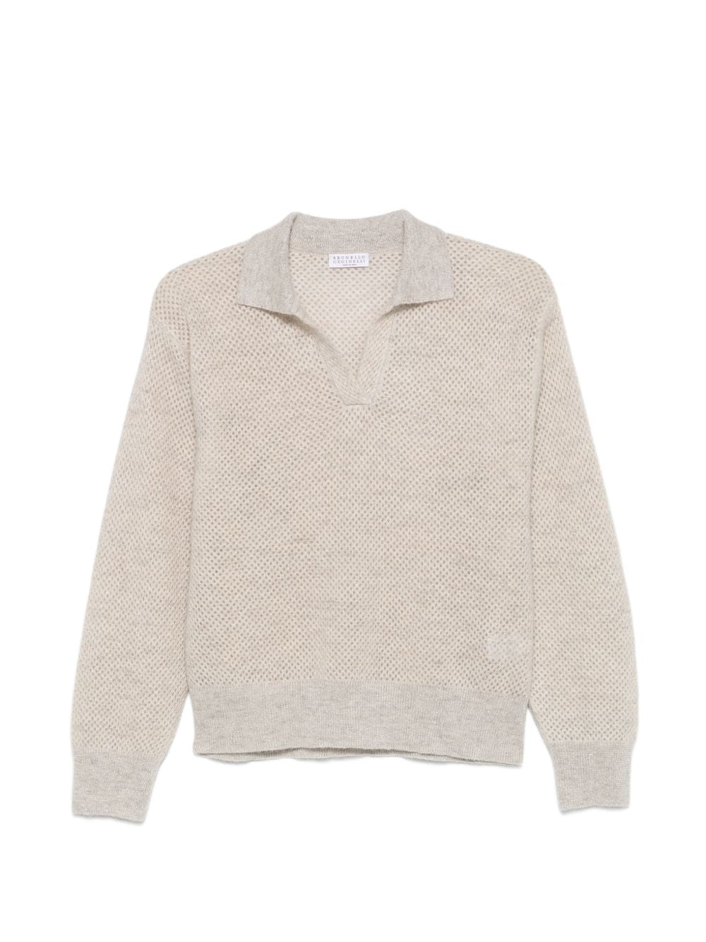 BRUNELLO CUCINELLI Maglia in lana cashmere con strass beige chiaro