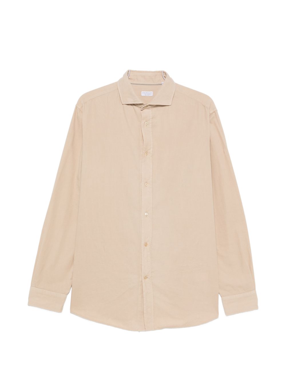 BRUNELLO CUCINELLI Camicia a maniche lunghe in velluto a costine beige chiaro