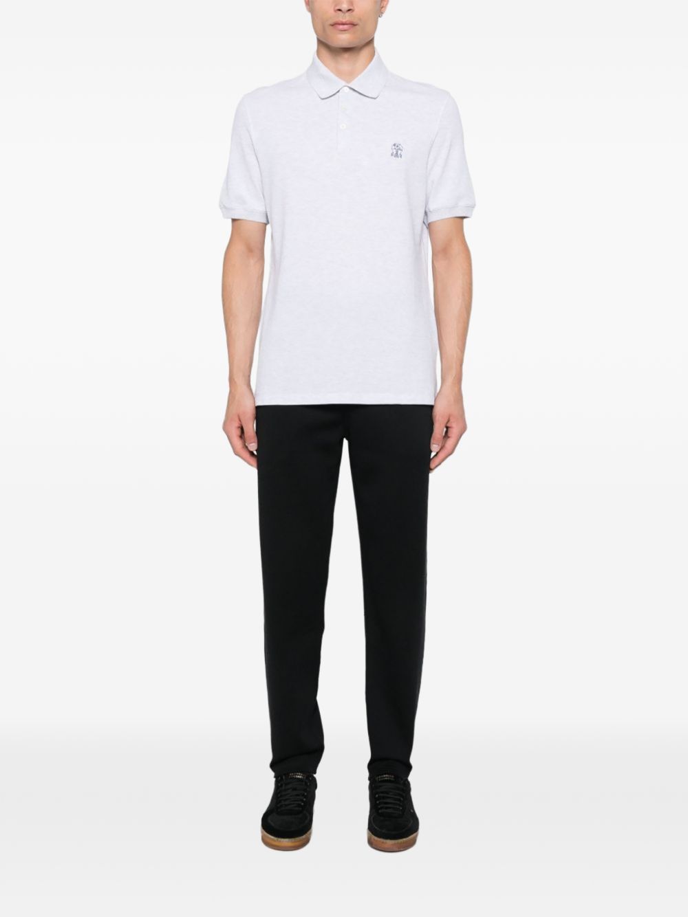 BRUNELLO CUCINELLI Pantaloni casual eleganti in cotone elasticizzato con coulisse neri
