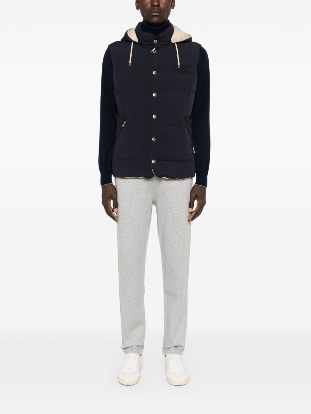 BRUNELLO CUCINELLI Pantaloni sportivi grigio chiaro con coulisse in vita
