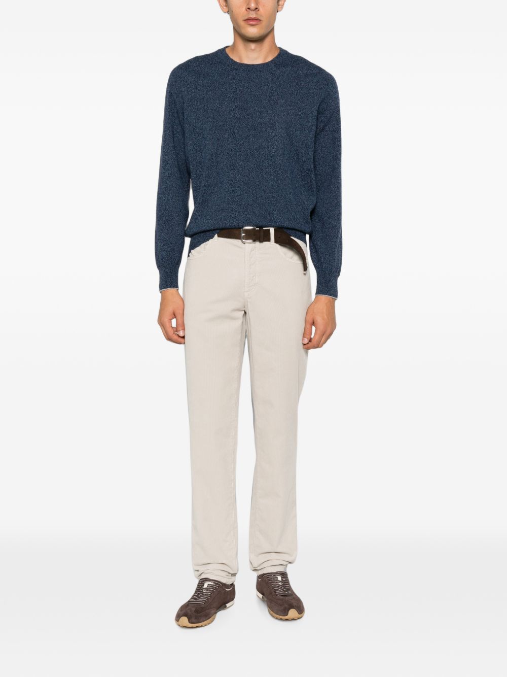 BRUNELLO CUCINELLI Maglia girocollo leggera in lana e cashmere blu