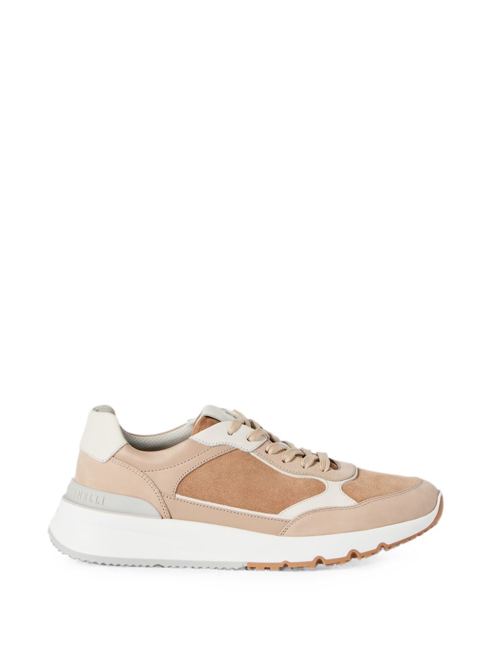 BRUNELLO CUCINELLI Sneakers in pelle con dettagli in suede marroni e beige