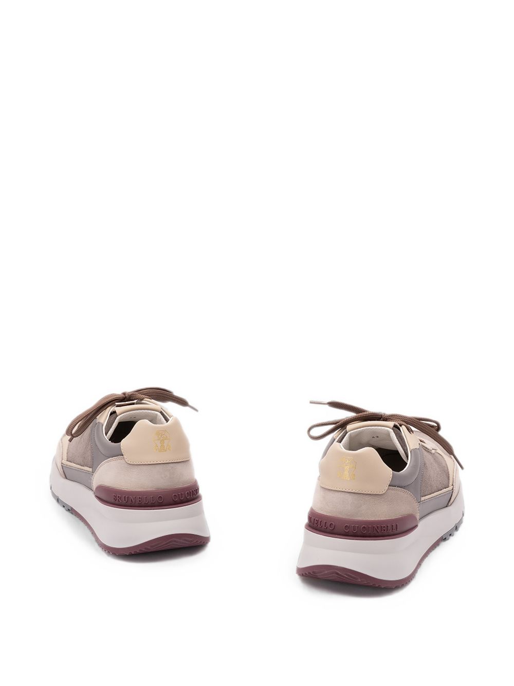 BRUNELLO CUCINELLI Sneakers in pelle con dettagli in suede grigio tortora