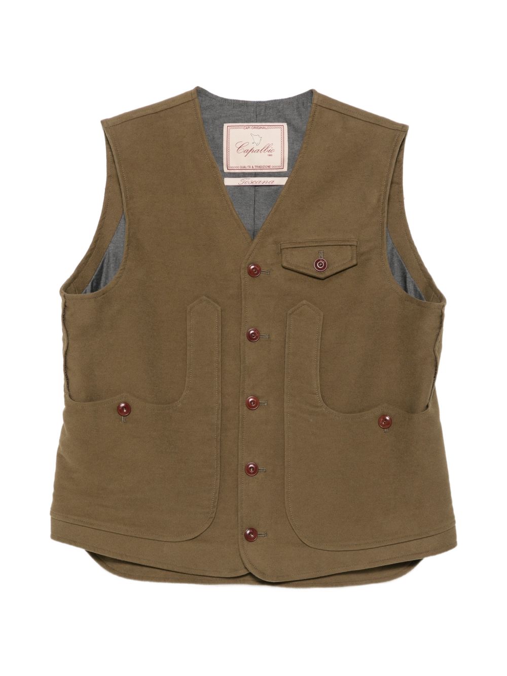 CAPALBIO Gilet Arno Skin marrone in cotone con tasche
