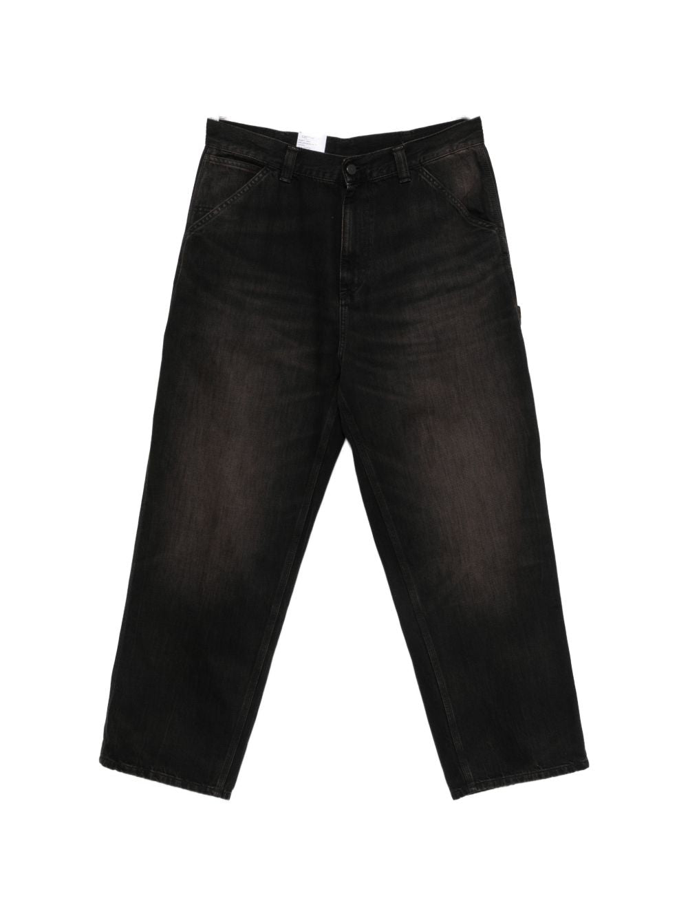 CARHARTT WIP Pantaloni Uomo Single Knee in Denim Nero Used Wash