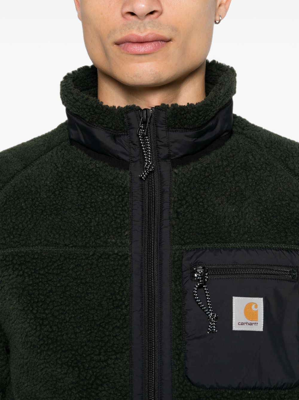 CARHARTT WIP Giacca in fur nero a collo alto con tasche e zip