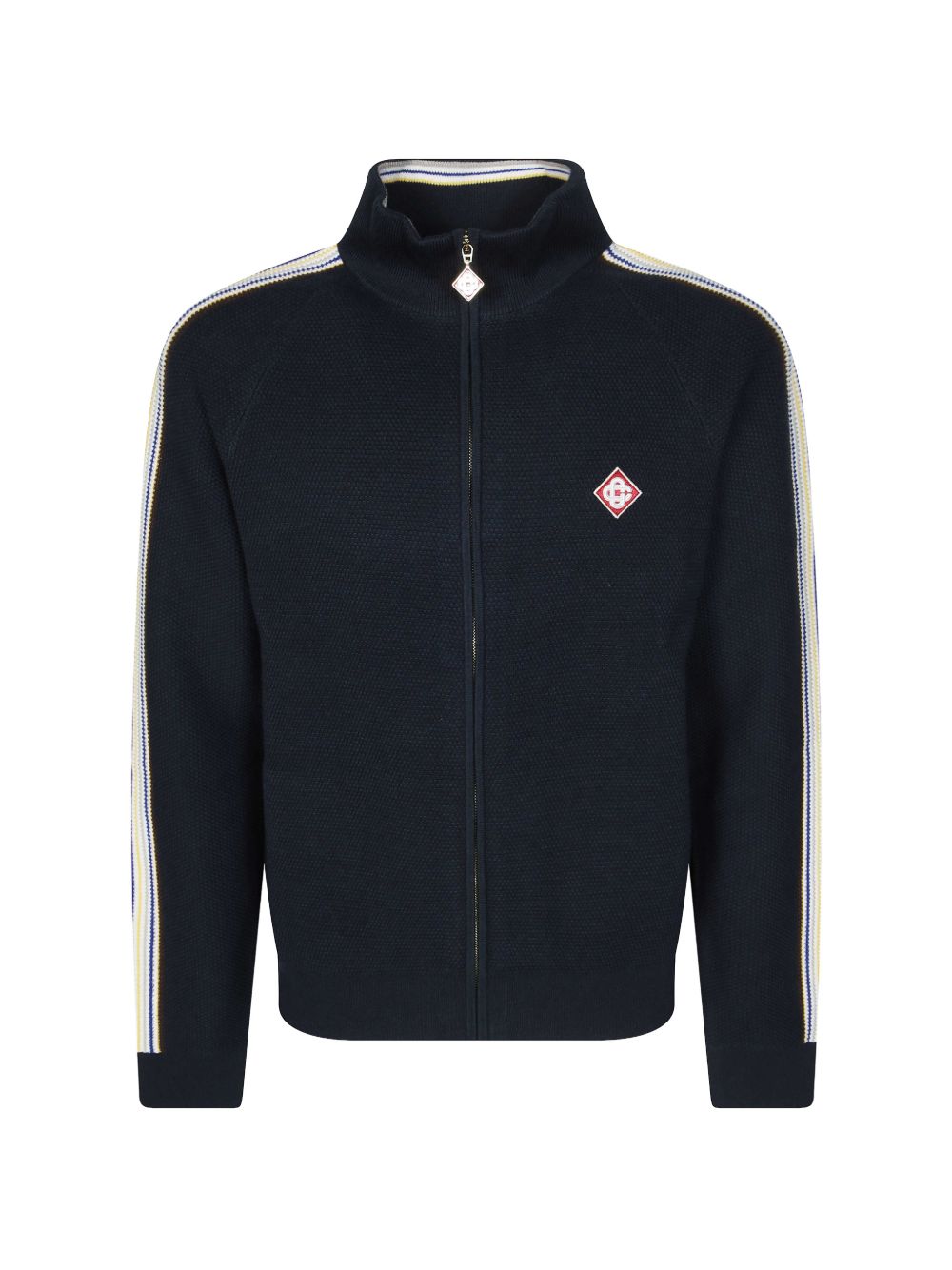 CASABLANCA Felpa sportiva blu a collo alto in misto cotone e lana