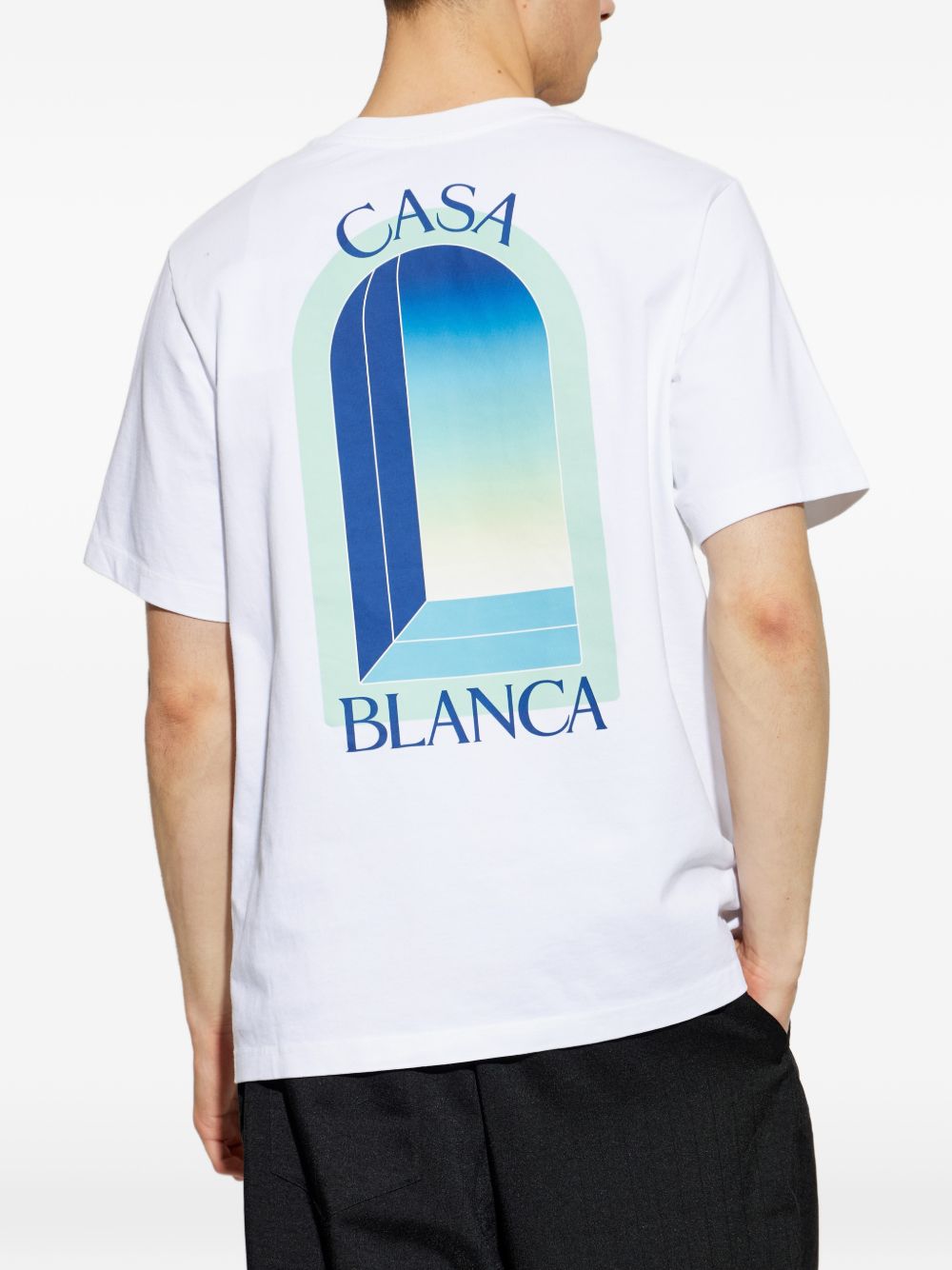 CASABLANCA T-shirt Gradient Arch in cotone bianco