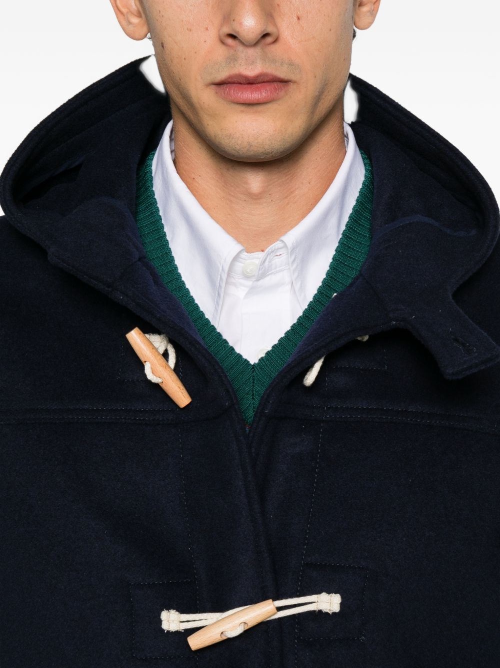 CHESAPEAKES Cappotto corto Montgomery blu in lana con cappuccio
