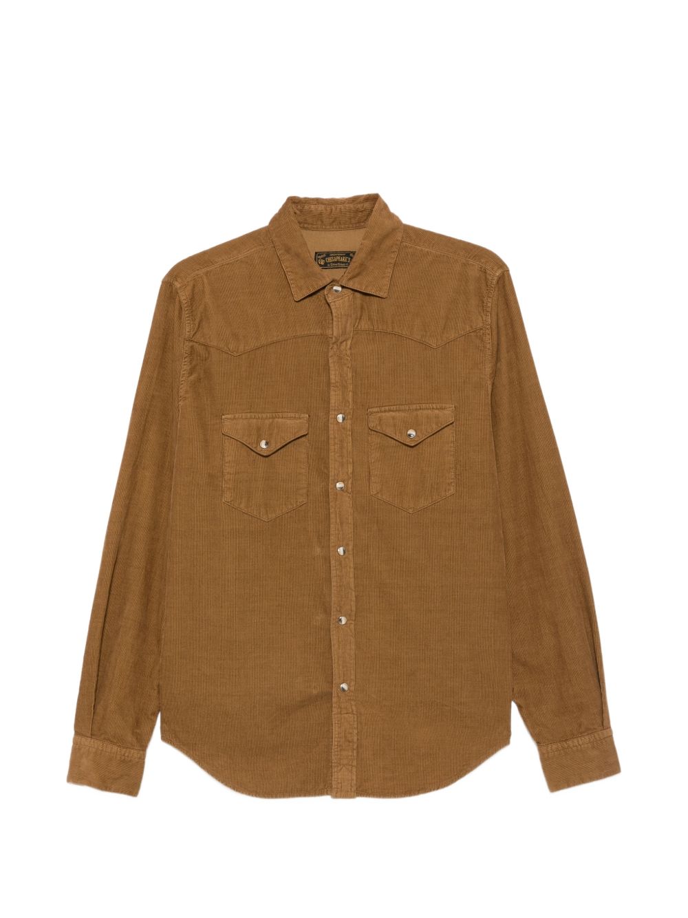 CHESAPEAKES Camicia in cotone color cannella con bottoni e tasche sul petto
