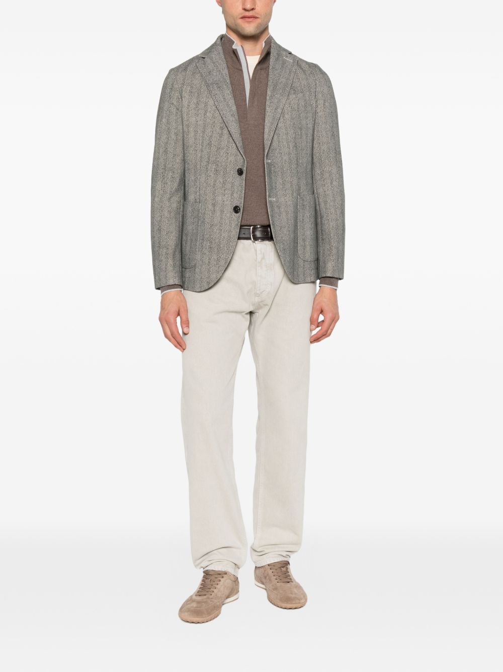 CIRCOLO 1901 Blazer Grigio Effetto Spina di Pesce