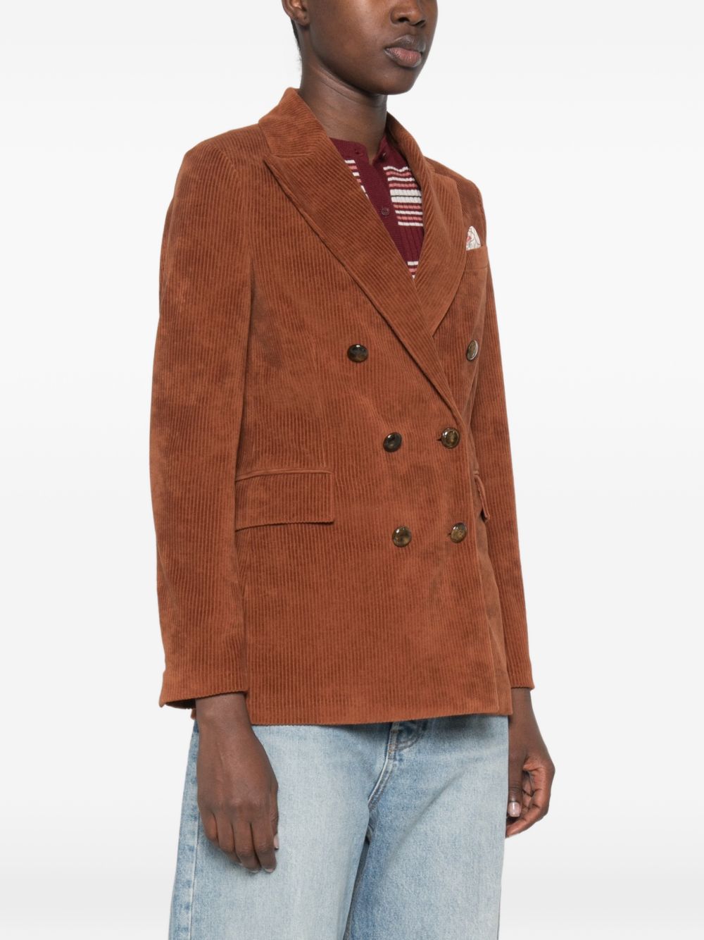 CIRCOLO 1901 Blazer doppiopetto marrone in velluto a coste