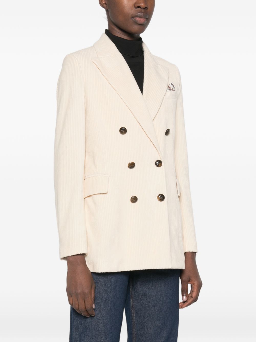 CIRCOLO 1901 Blazer doppiopetto bianco in velluto a coste