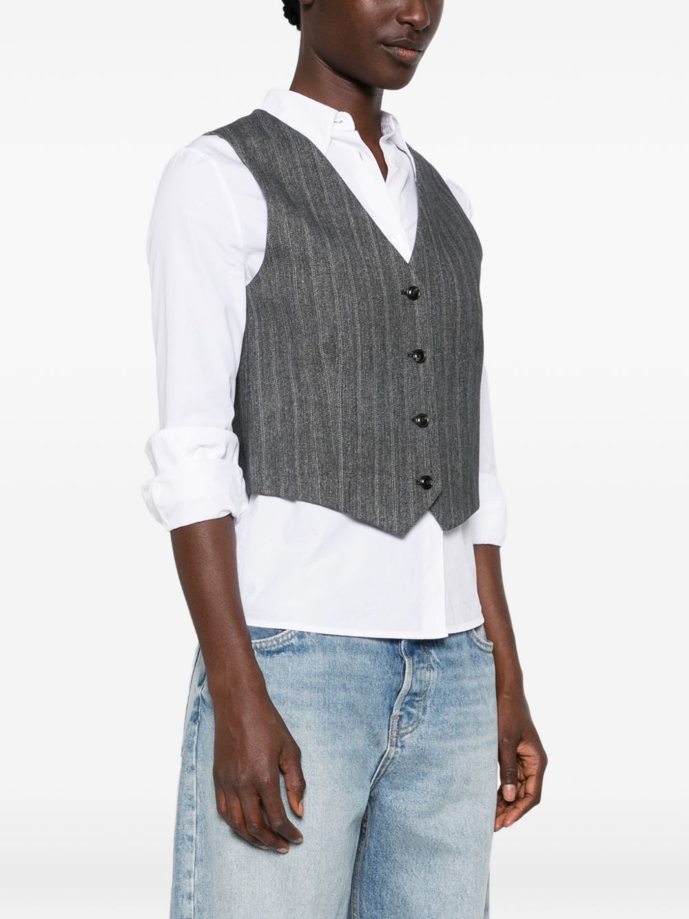 CIRCOLO 1901 Gilet gessato grigio in cotone