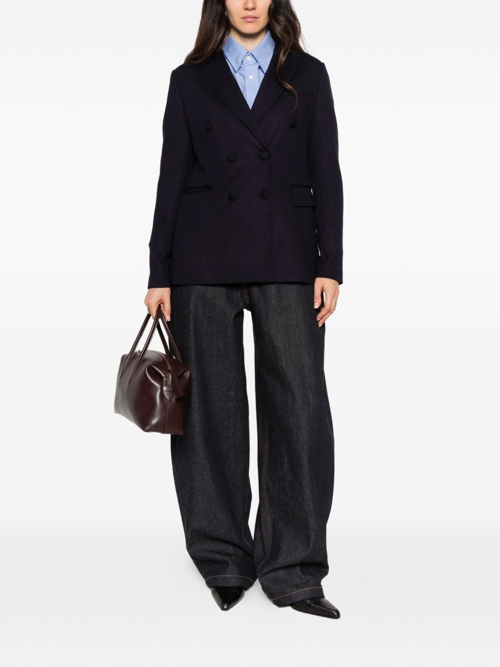 CIRCOLO 1901 Blazer doppiopetto in lana misto cashmere blu