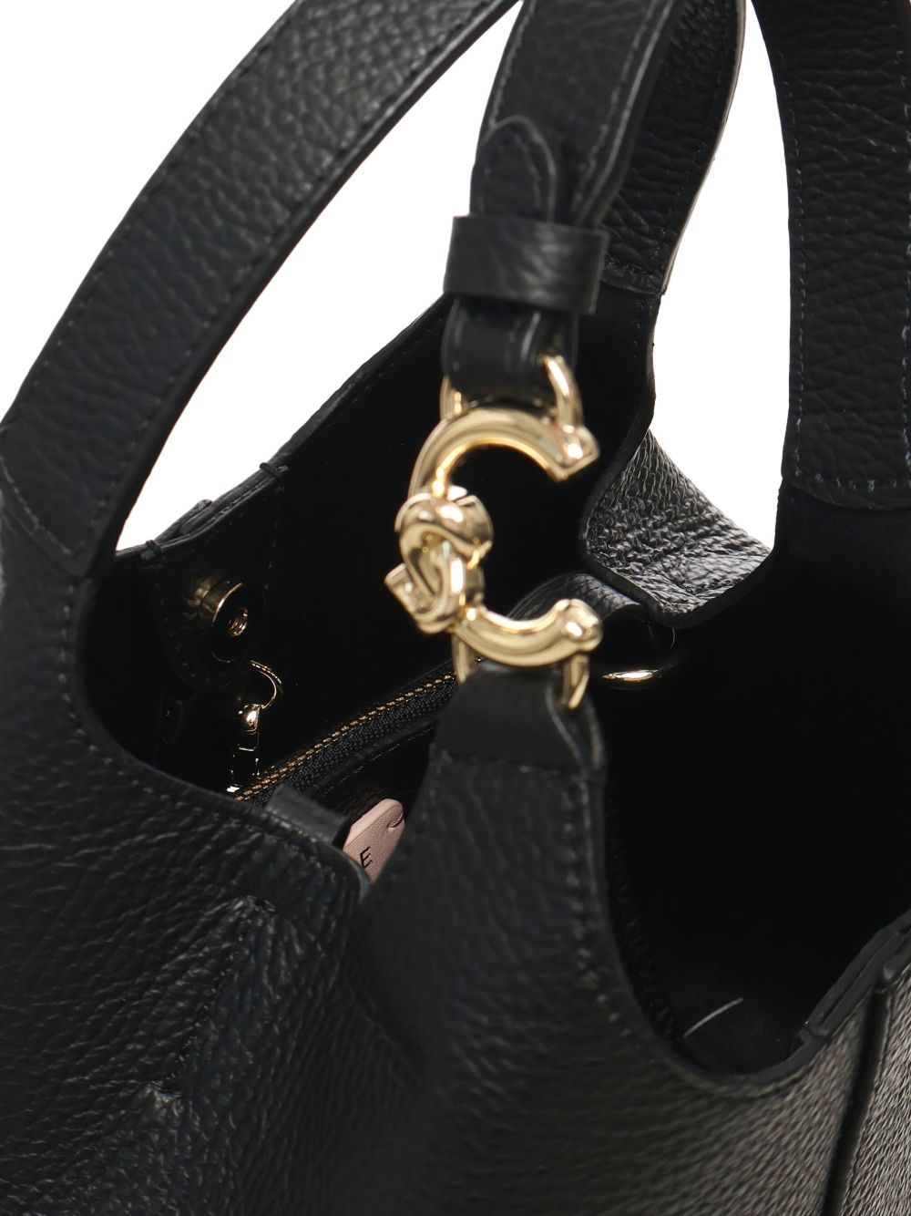 COCCINELLE Borsa a spalla nera in pelle battuta