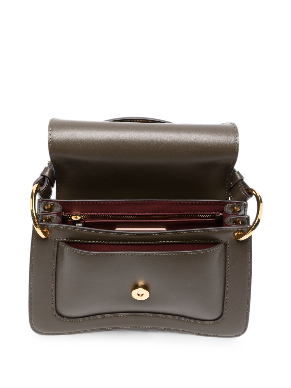 COCCINELLE Borsa a mano color fango con logo a palla dorato