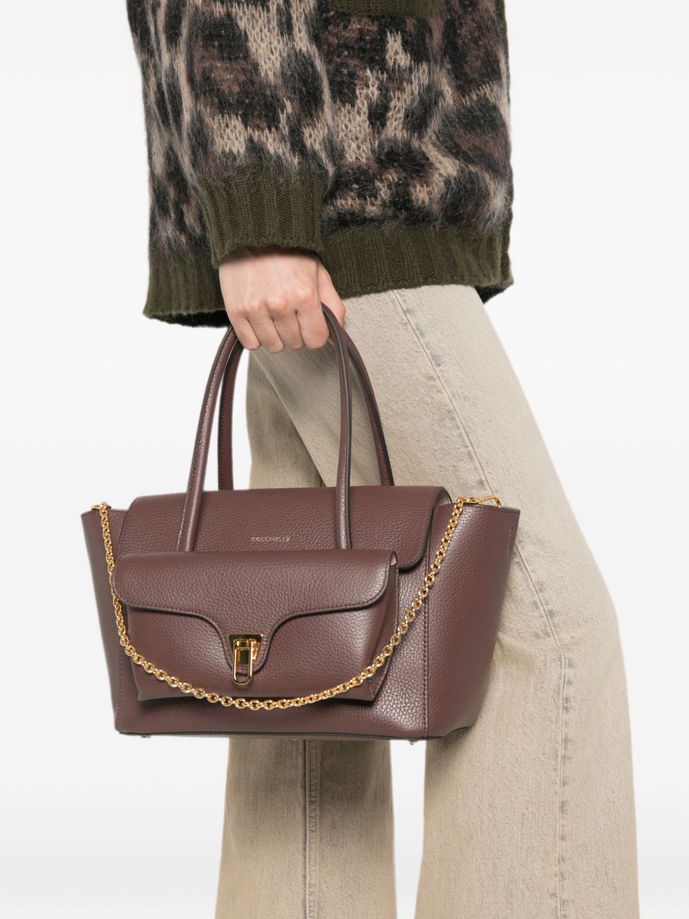 COCCINELLE Borsa a mano in pelle martellata bordeaux