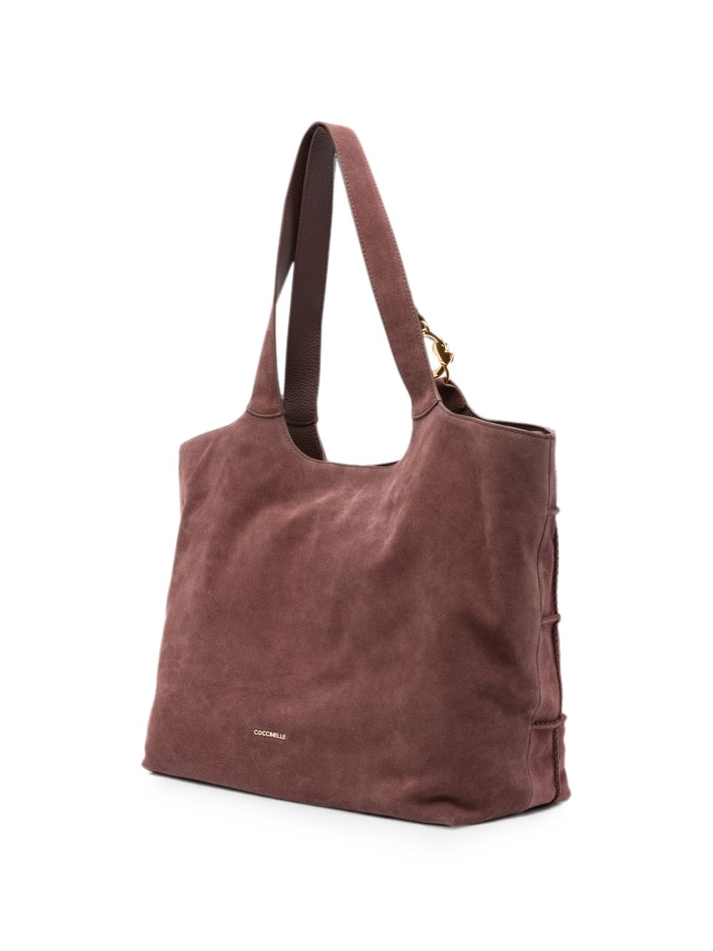 COCCINELLE Borsa Tote C-Easy in pelle suede con design a riquadri color berry