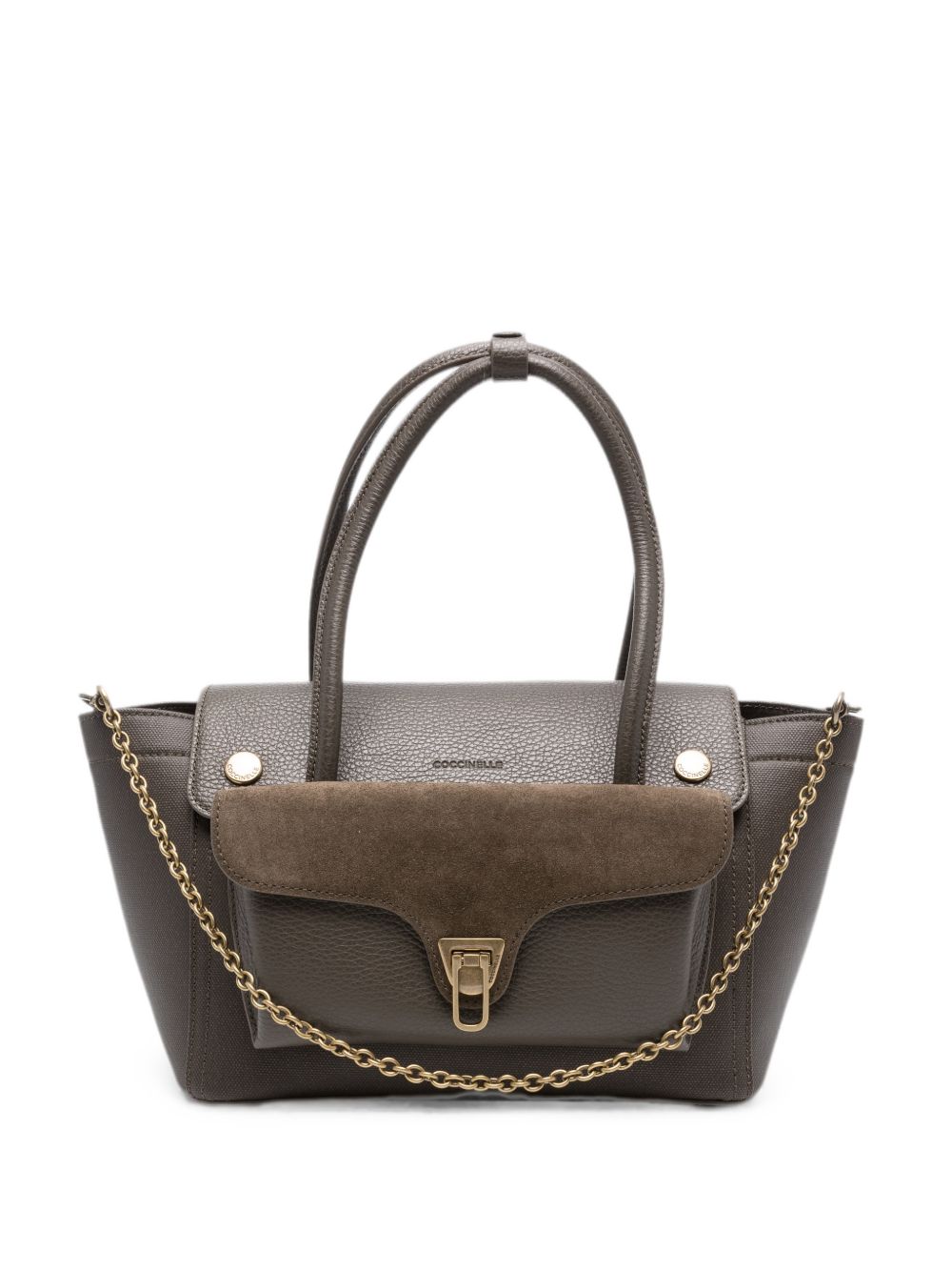 COCCINELLE Borsa marrone in pelle con dettagli in suede