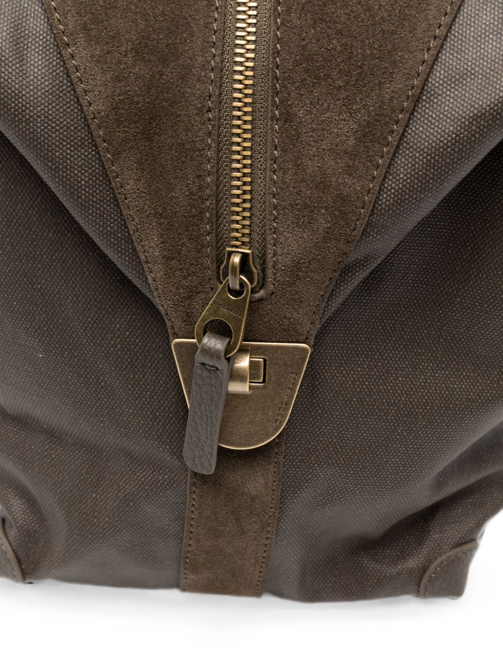 COCCINELLE Borsa da viaggio in pelle marrone con manico e tracolla