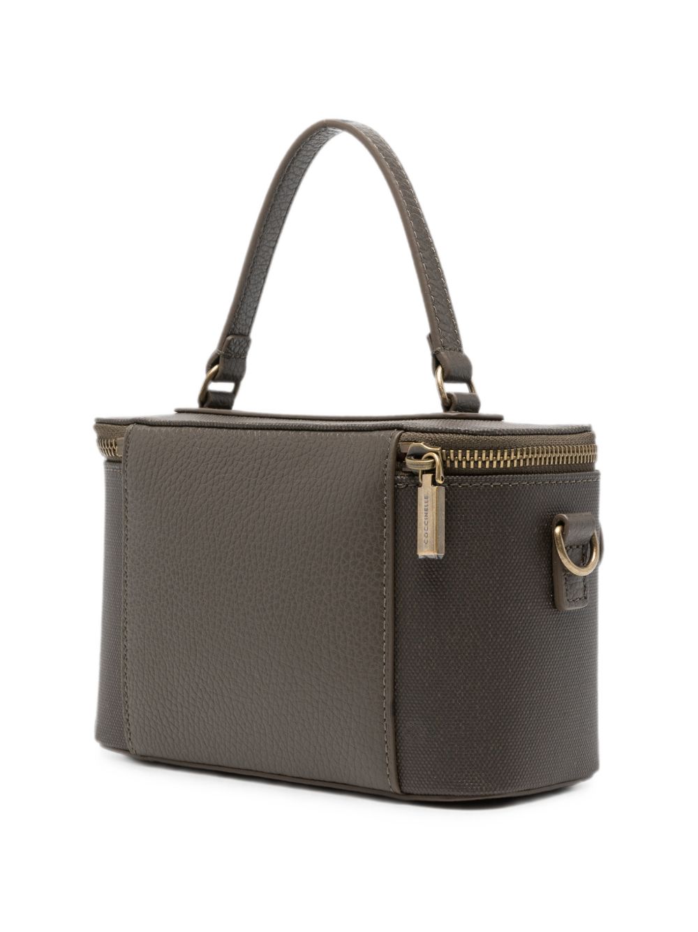 COCCINELLE Borsa a mano bauletto in pelle con dettagli in suede marrone