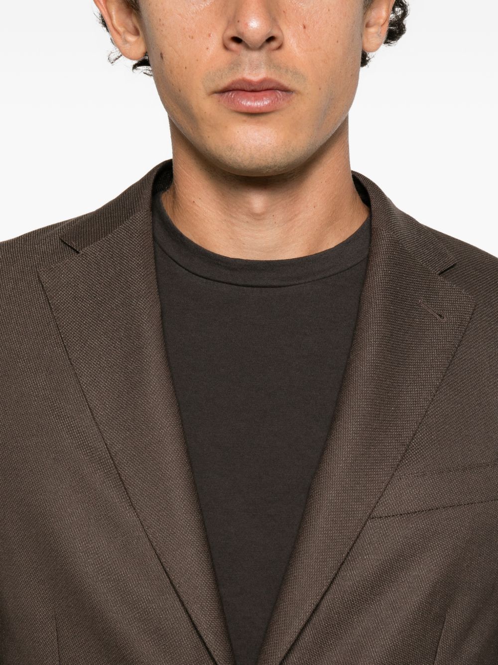 CORNELIANI Blazer in lana misto seta marrone