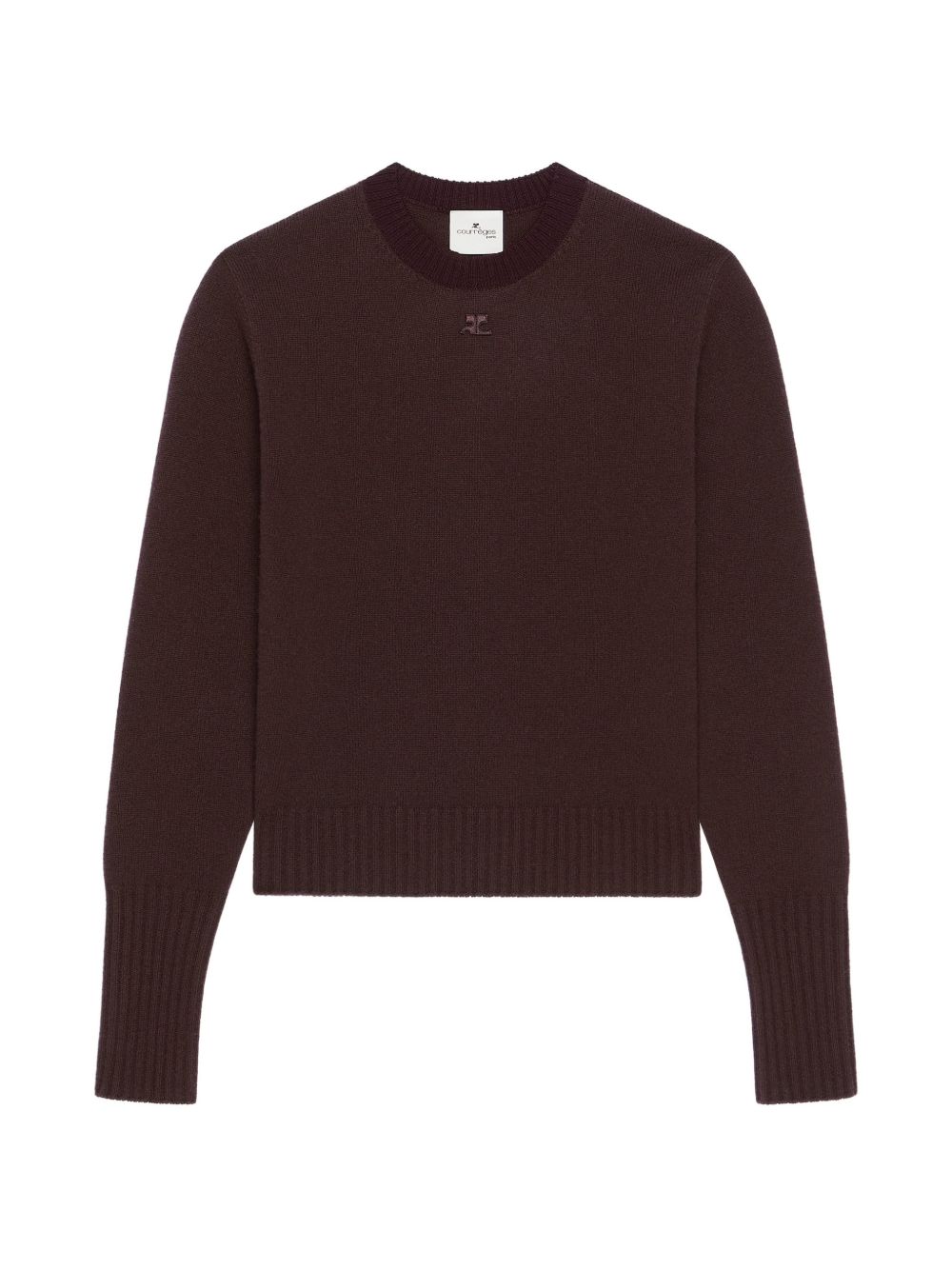 COURREGES Maglia girocollo burgundy in lana merino