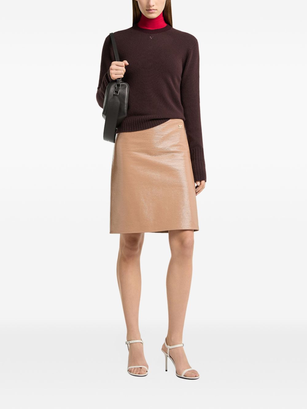 COURREGES Maglia girocollo burgundy in lana merino