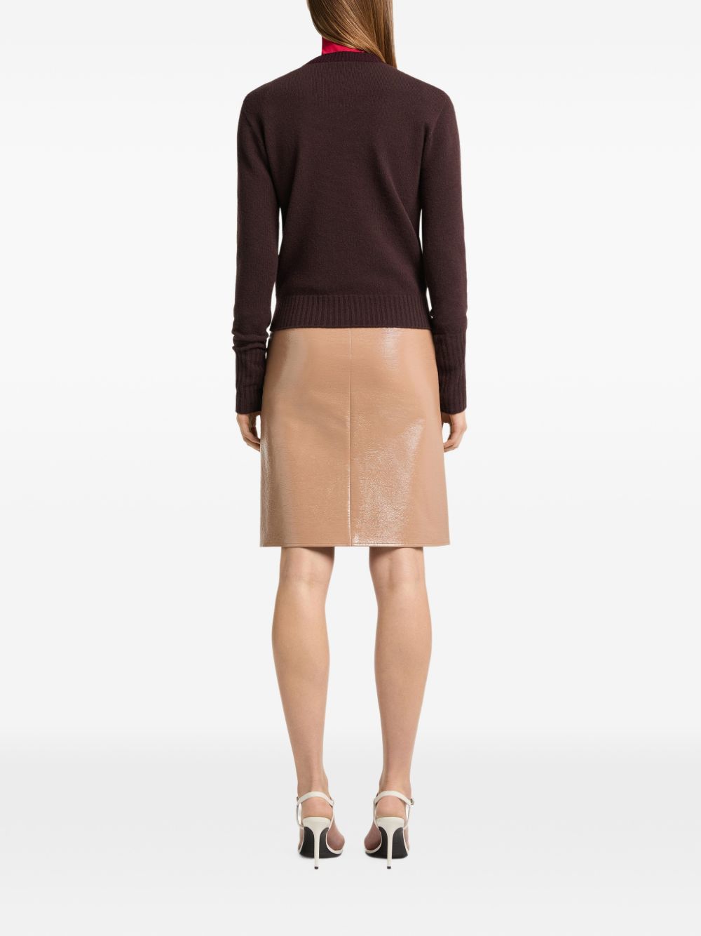 COURREGES Maglia girocollo burgundy in lana merino