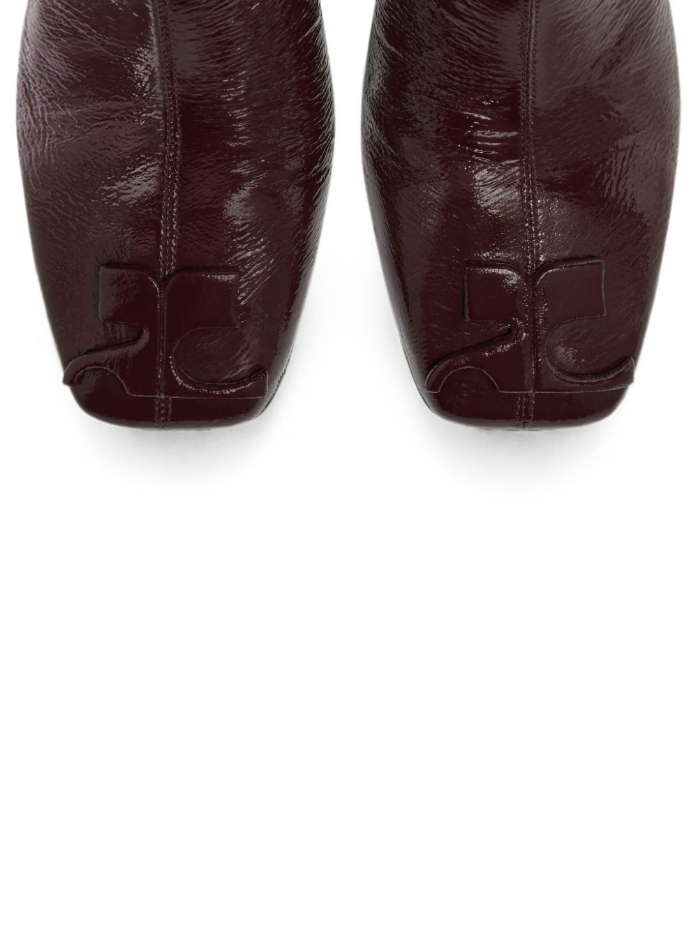 COURREGES Stivali alti con tacco in vinile burgundy
