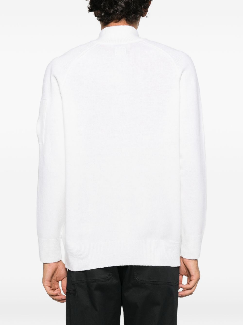 CP COMPANY Maglia bianca a collo alto con patch logo