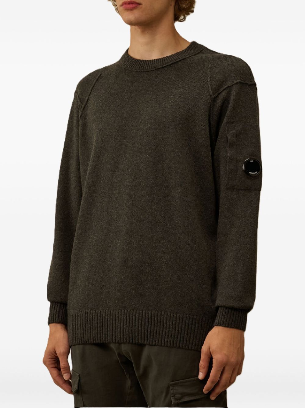 CP COMPANY Maglia da uomo girocollo verde scuro in lana