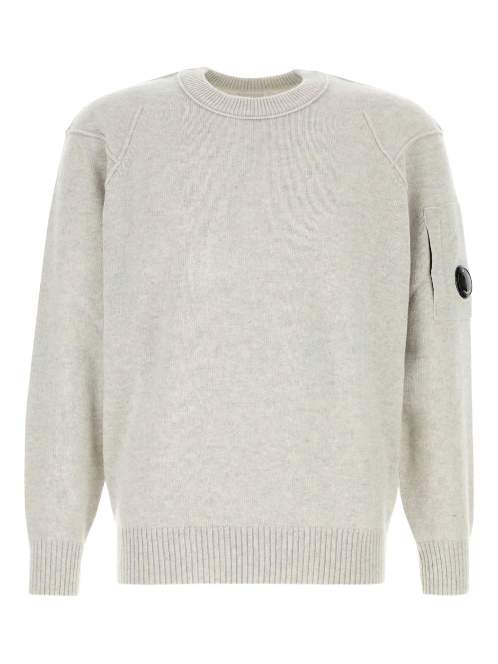 CP COMPANY Maglia da uomo girocollo bianca in lana con taschina laterale