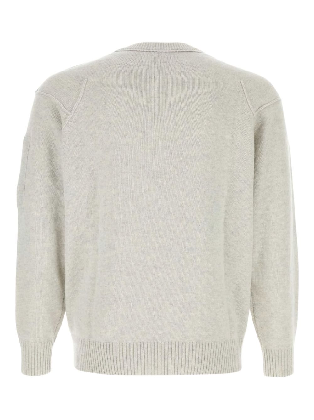 CP COMPANY Maglia da uomo girocollo bianca in lana con taschina laterale