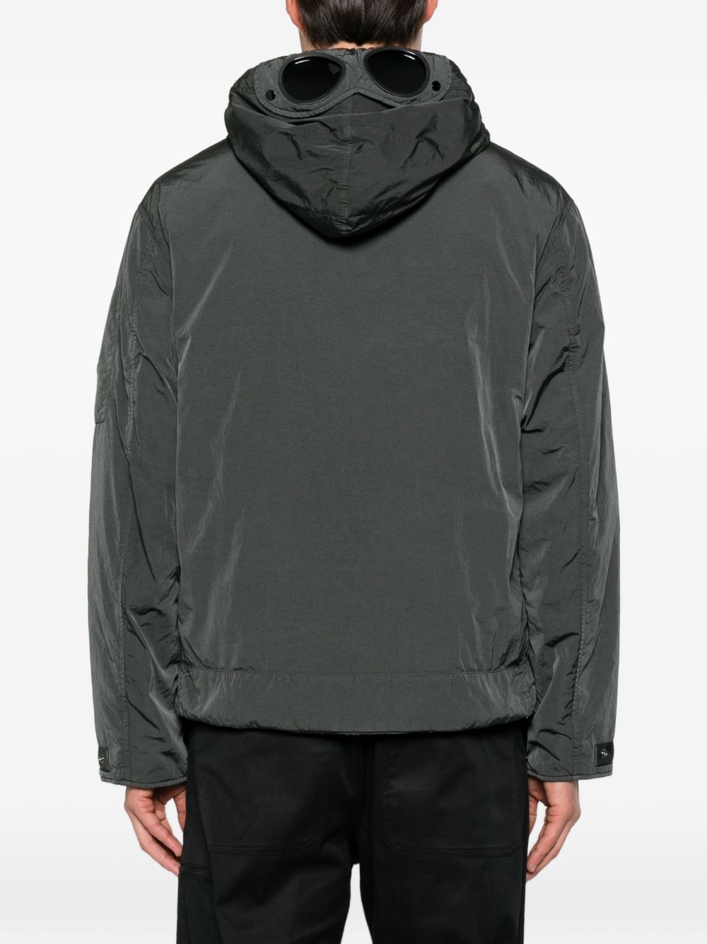 CP COMPANY Giubbino in Nylon Heavy Chrome-R Grigio Scuro con Cappuccio