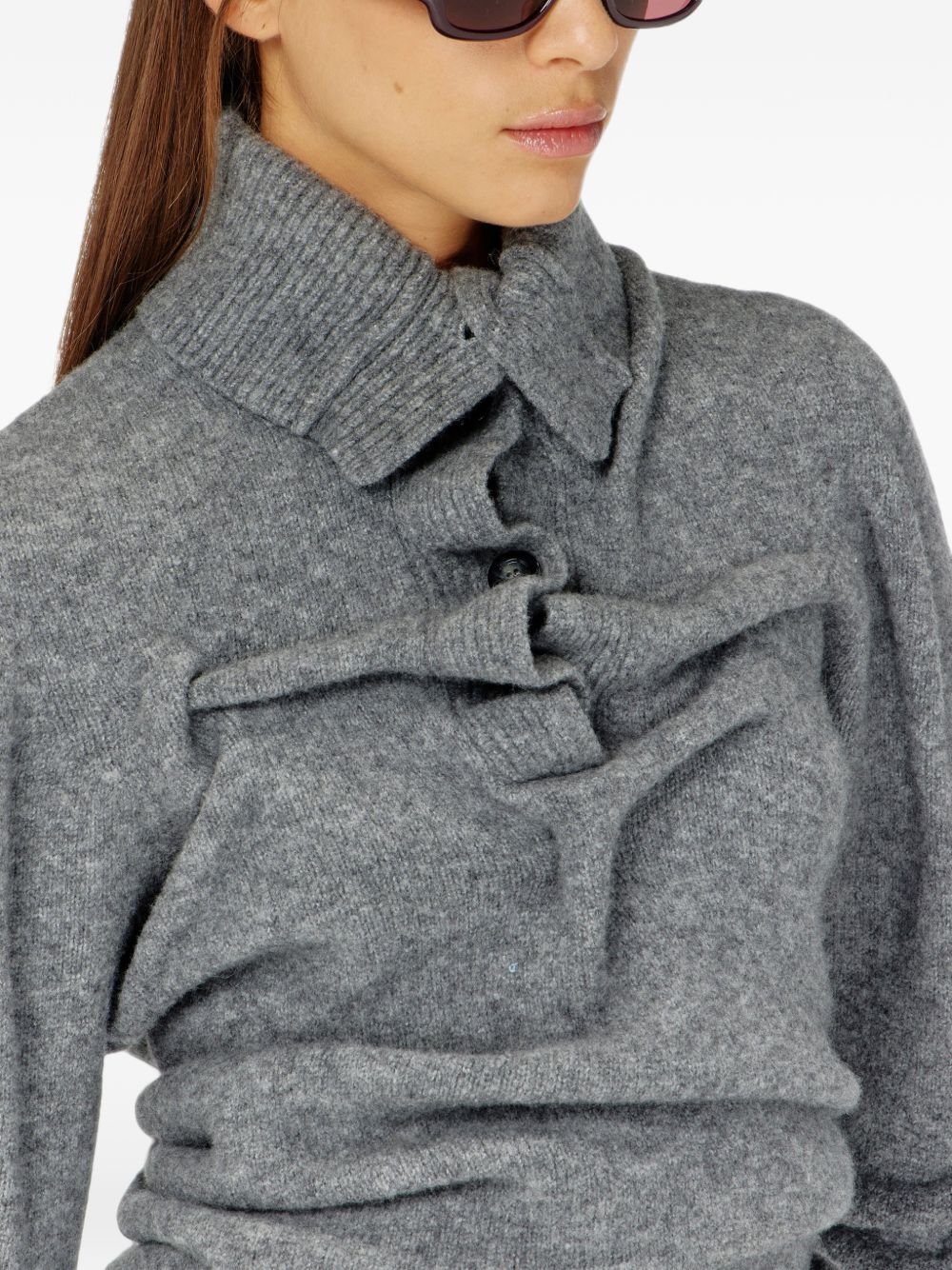 DIESEL Maglia grigia in lana con design a pieghe