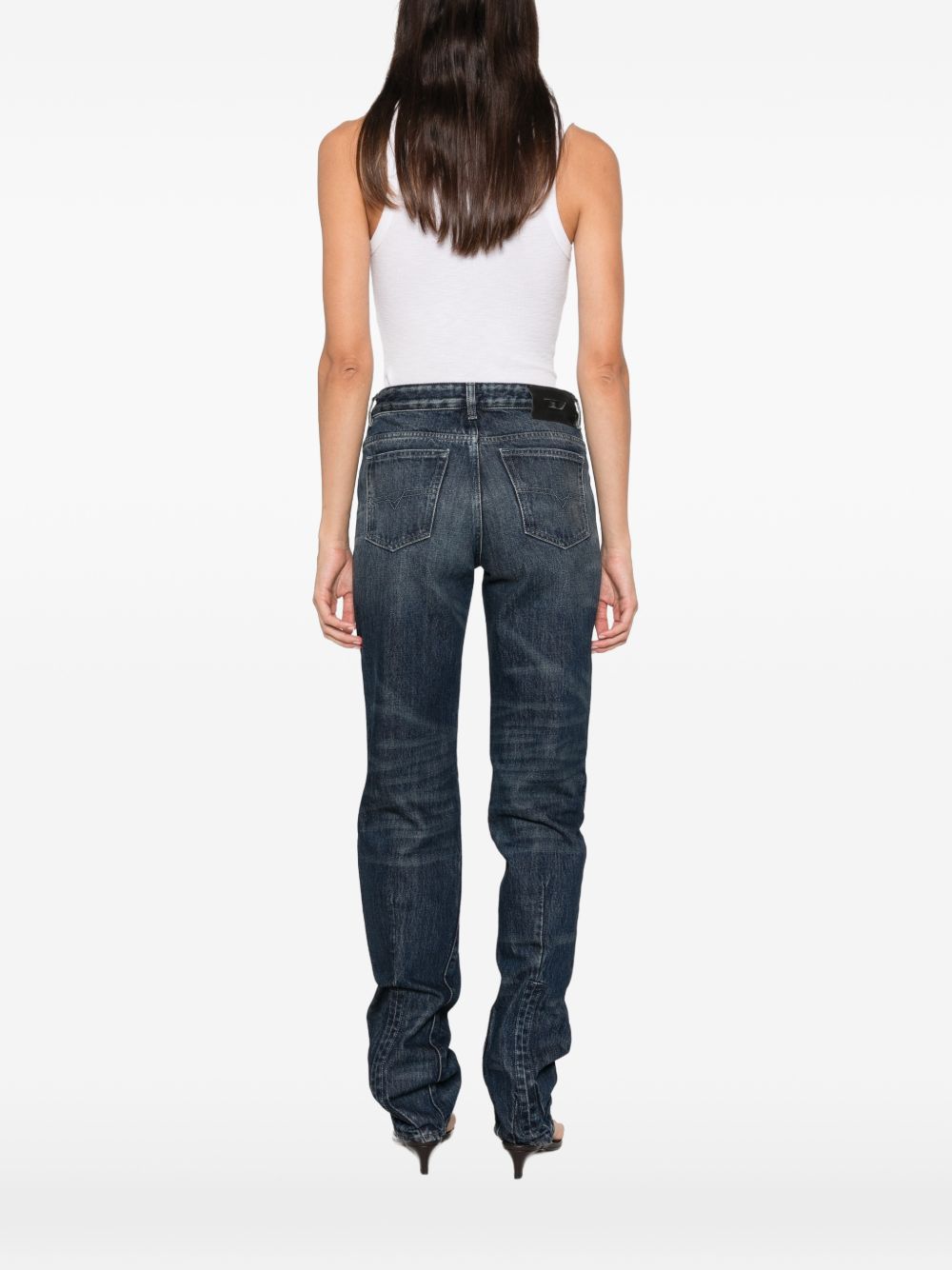 DIESEL Jeans blu con effetto washed sulla coscia e tasche
