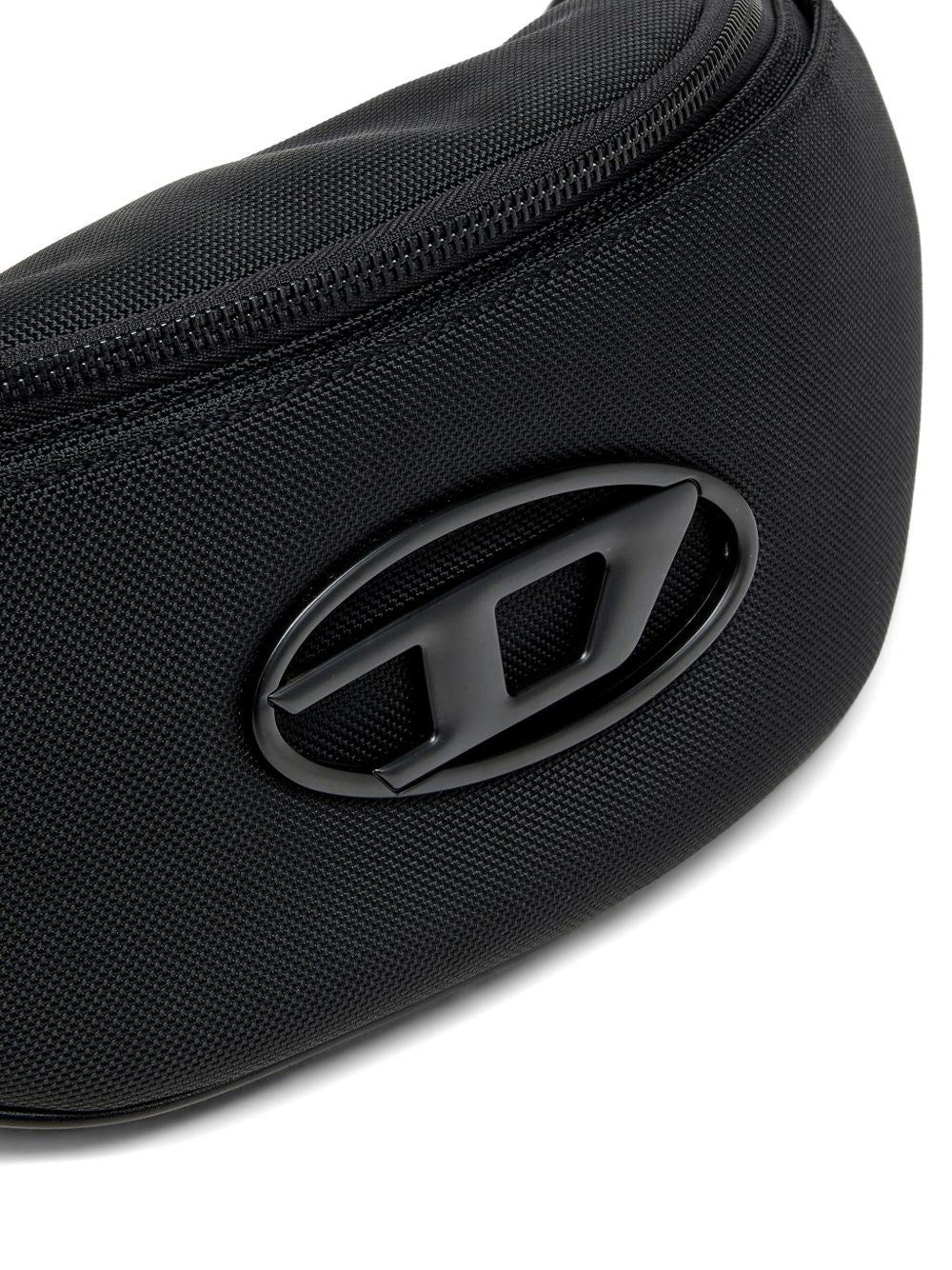 DIESEL Marsupio nero con placca logo satinata
