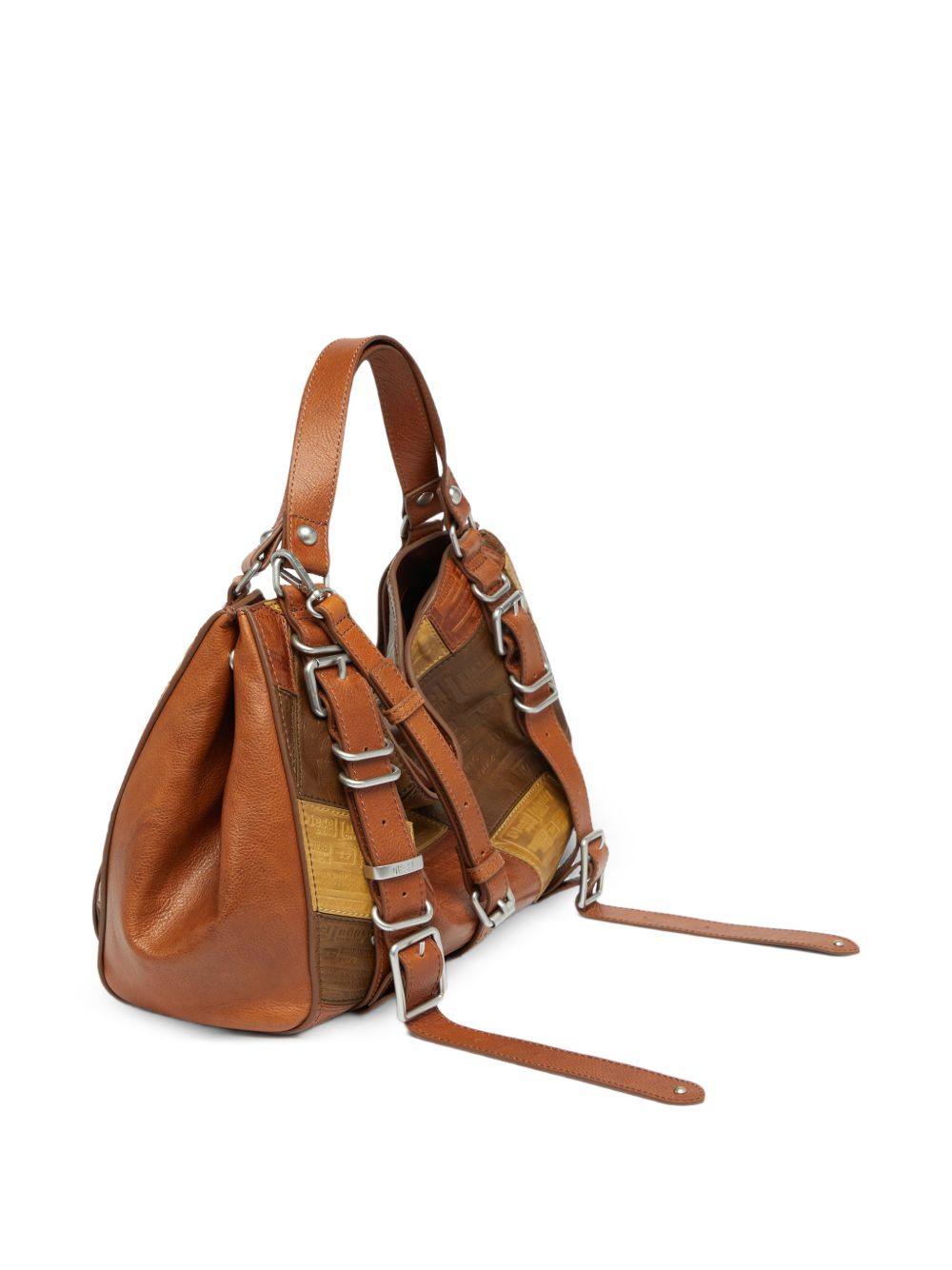 DIESEL Borsa marrone in simil-pelle dal design a pieghe