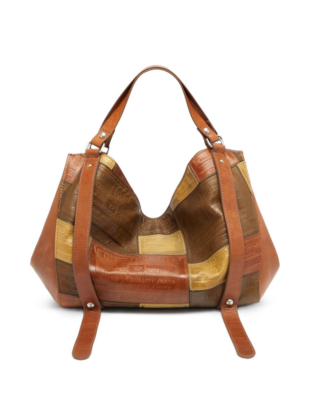 DIESEL Borsa marrone in simil-pelle dal design a pieghe