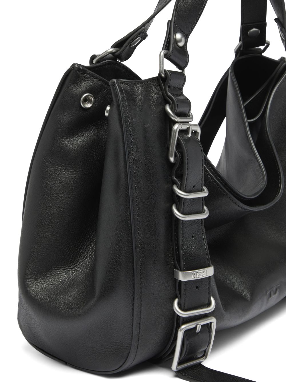 DIESEL Borsa nera in simil-pelle dal design a pieghe