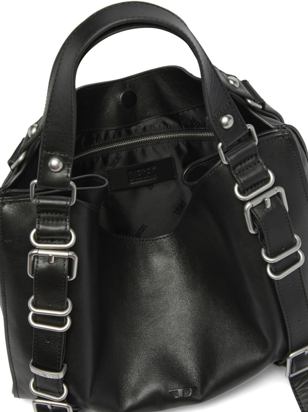 DIESEL Borsa nera in simil-pelle dal design a pieghe