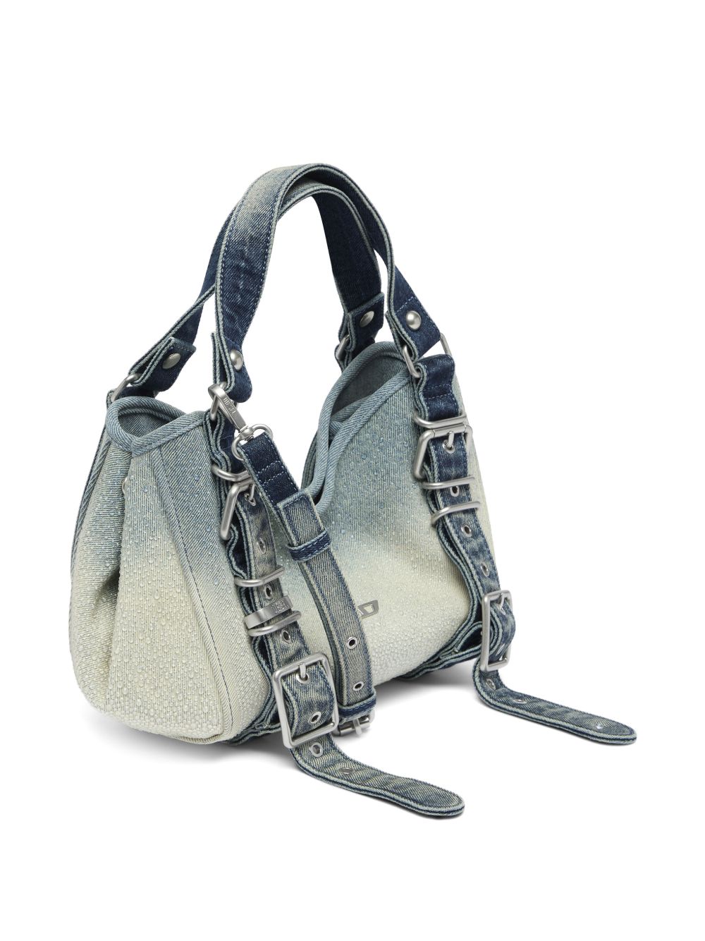 DIESEL Borsa in denim blu sfumato dal design a pieghe