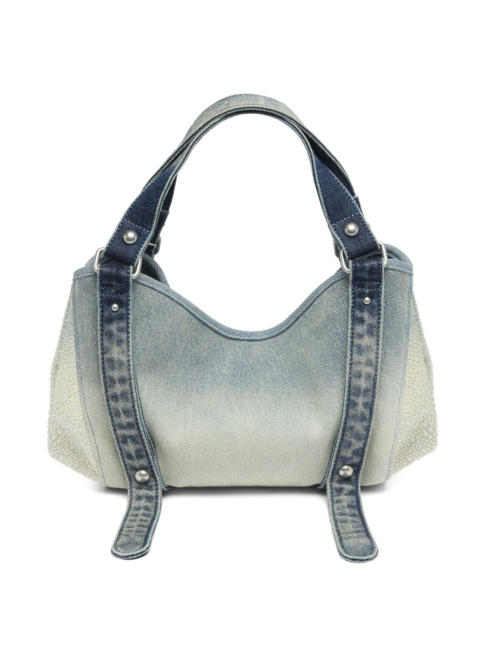 DIESEL Borsa in denim blu sfumato dal design a pieghe