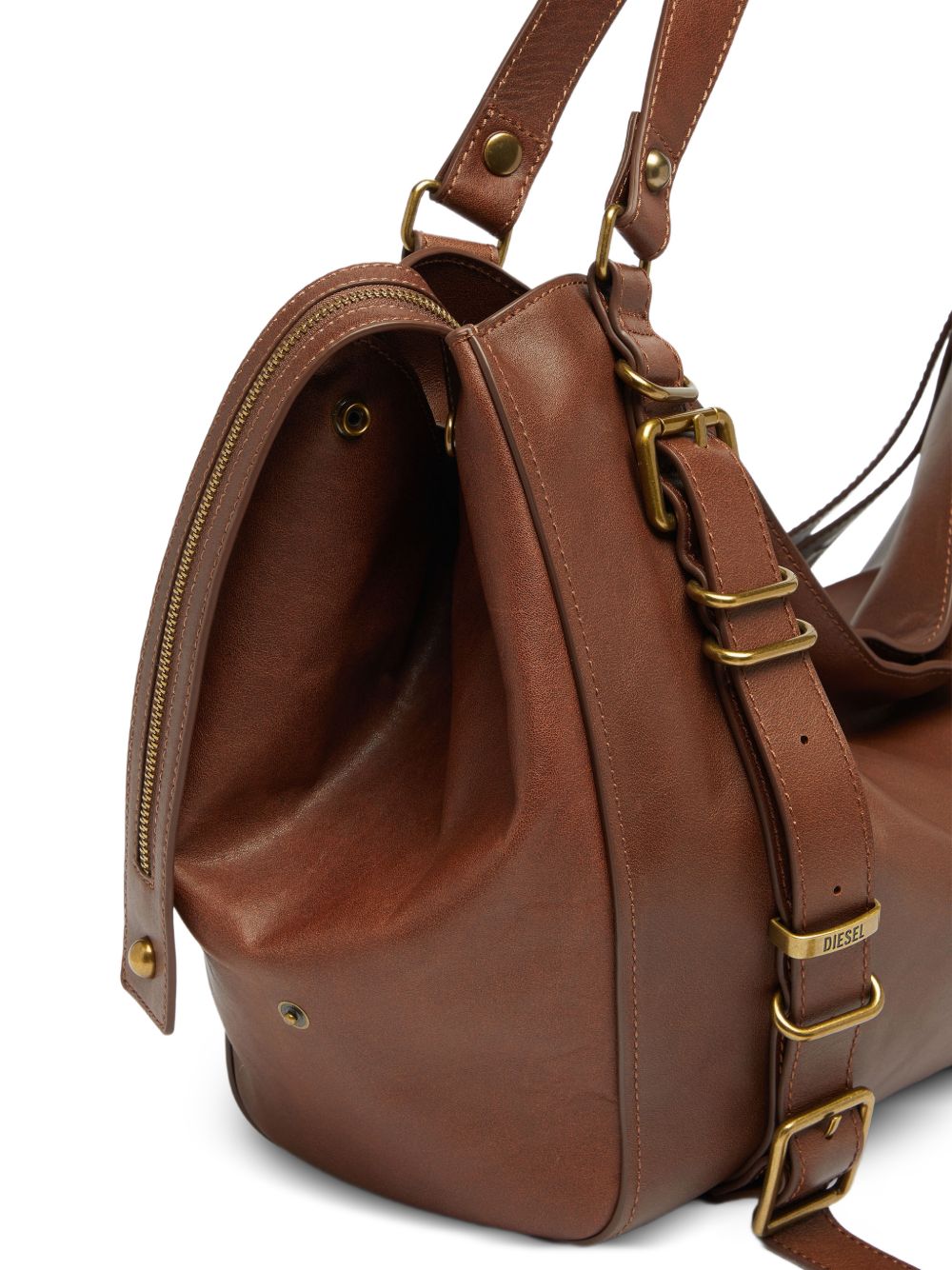 DIESEL Borsa a mano tote marrone in simil-pelle