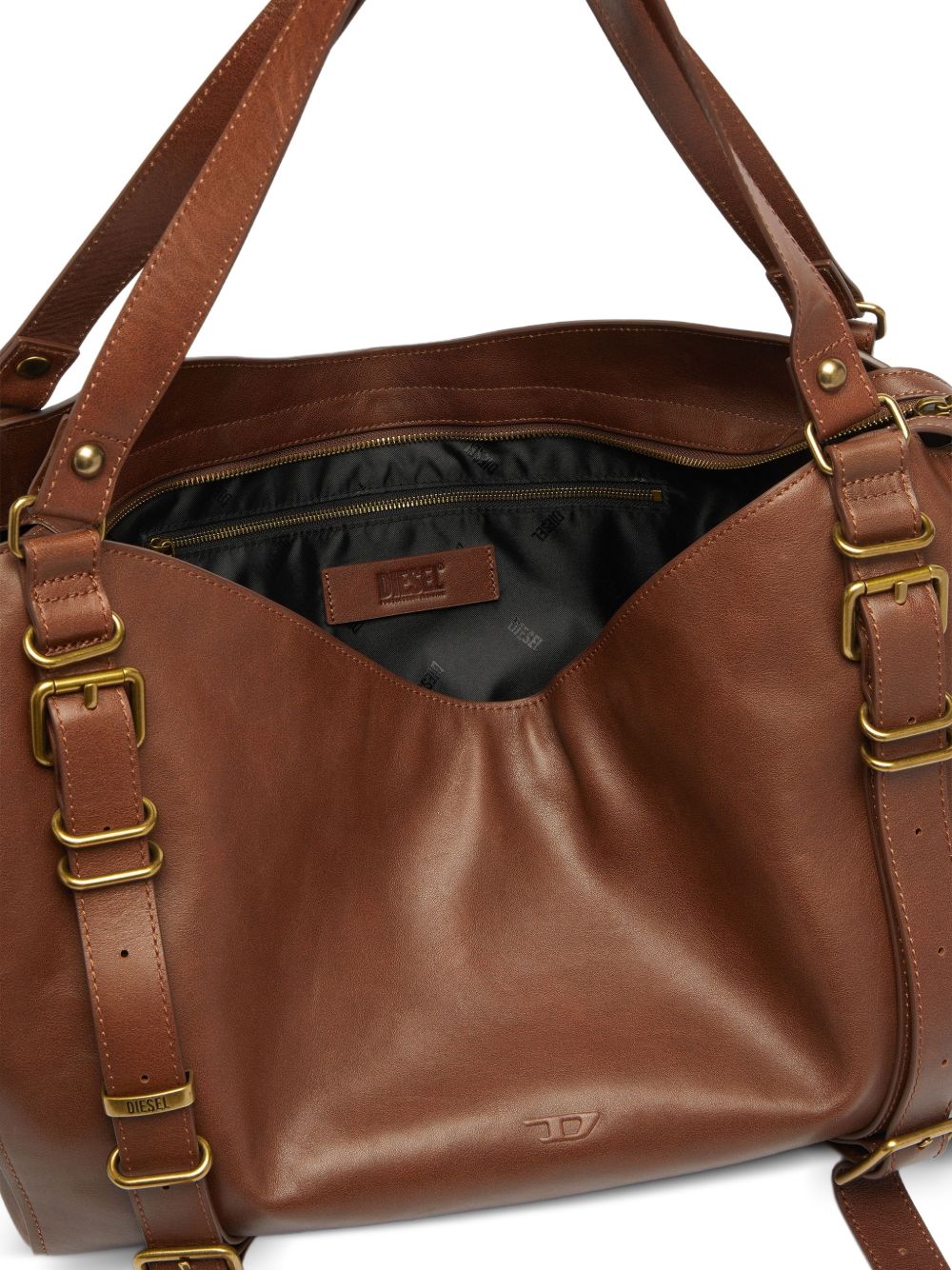 DIESEL Borsa a mano tote marrone in simil-pelle