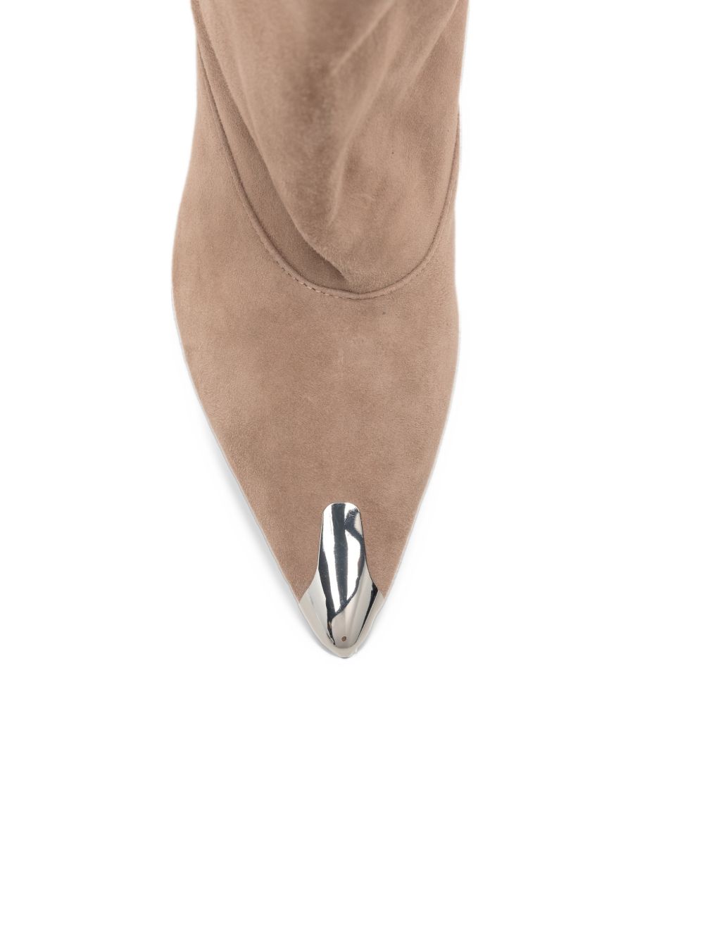 DIVINE FOLLIE Stivaletti scamosciati beige con tacco e punta metallica