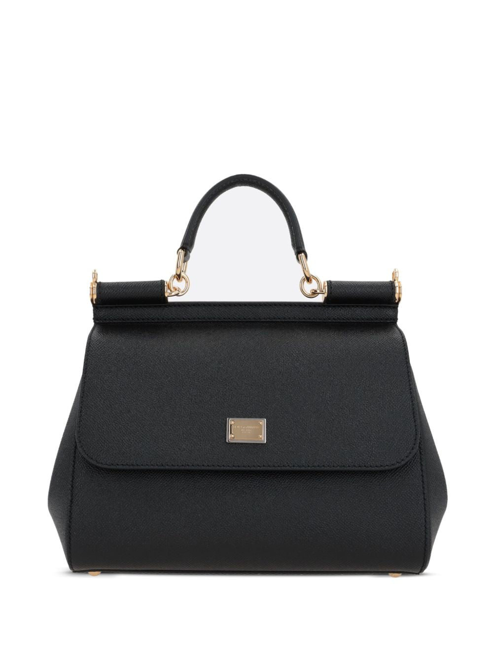 DOLCE e GABBANA Borsa Sicily Large nera in pelle di vitello