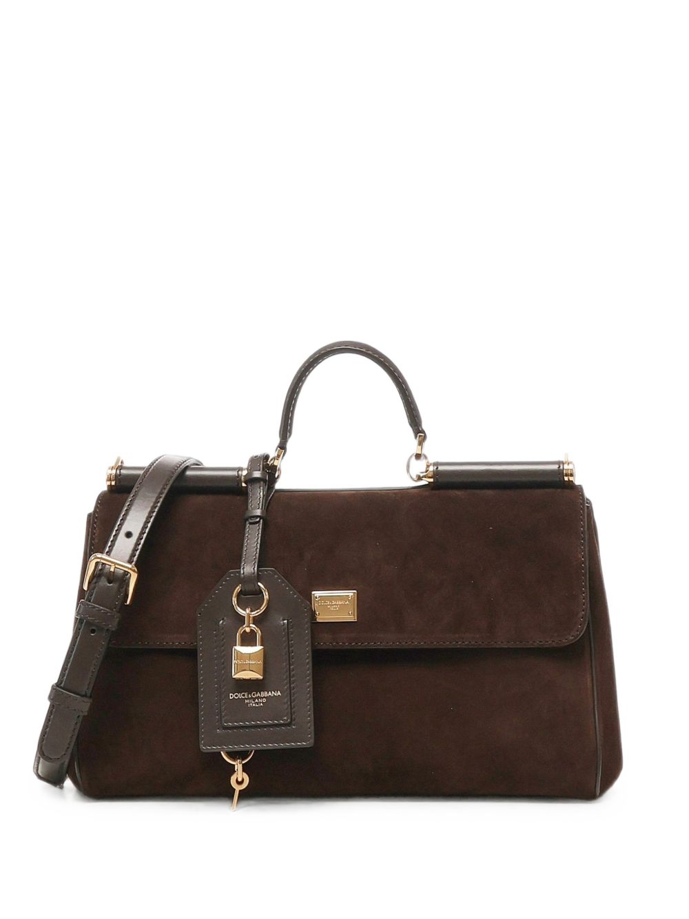 DOLCE e GABBANA Borsa My Sicily media in suede marrone